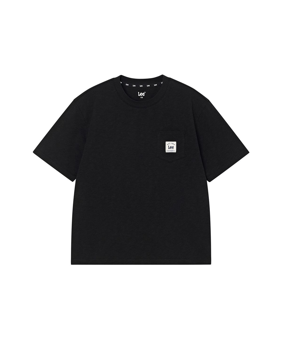 리 키즈(LEE KIDS) 챔피온 포켓 면 슬럽 반팔 티셔츠 블랙 LK2602ST65BK