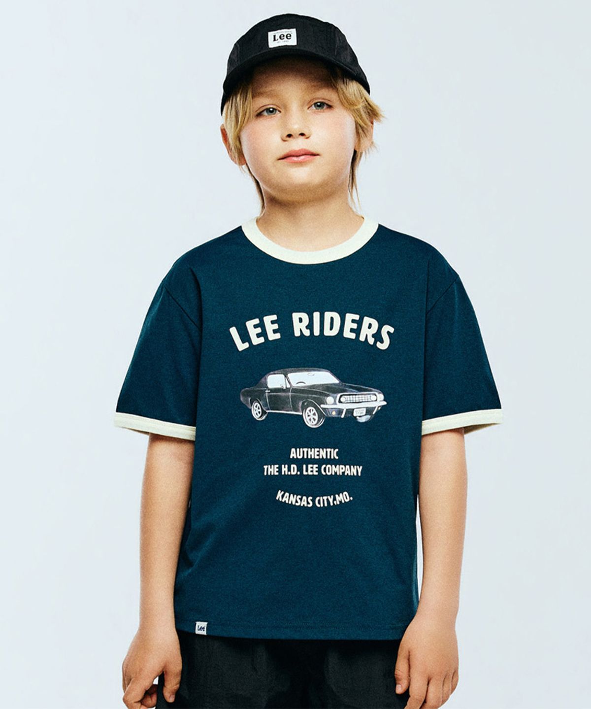 리 키즈(LEE KIDS) 소로나 올드카 그래픽 티셔츠 틸그린 LK2602ST61TN