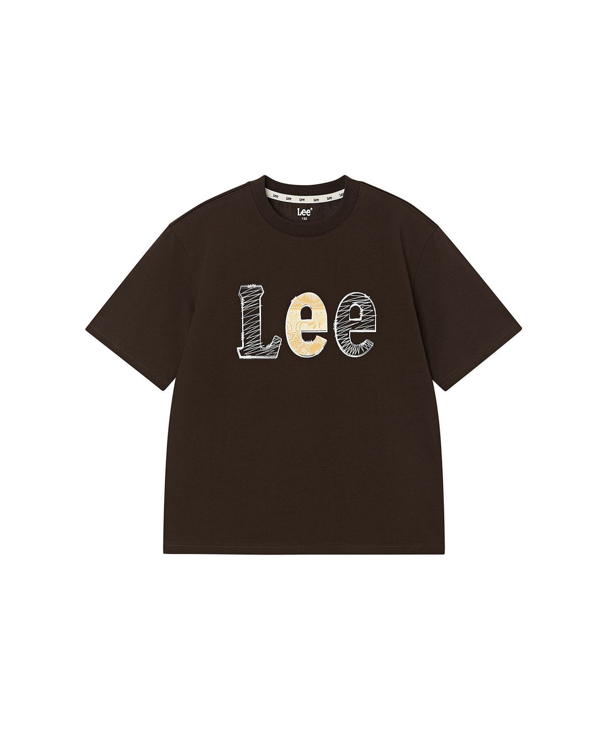 리 키즈(LEE KIDS) 크레용 아플리케 빅로고 티셔츠 브라운 LK2602ST49BR