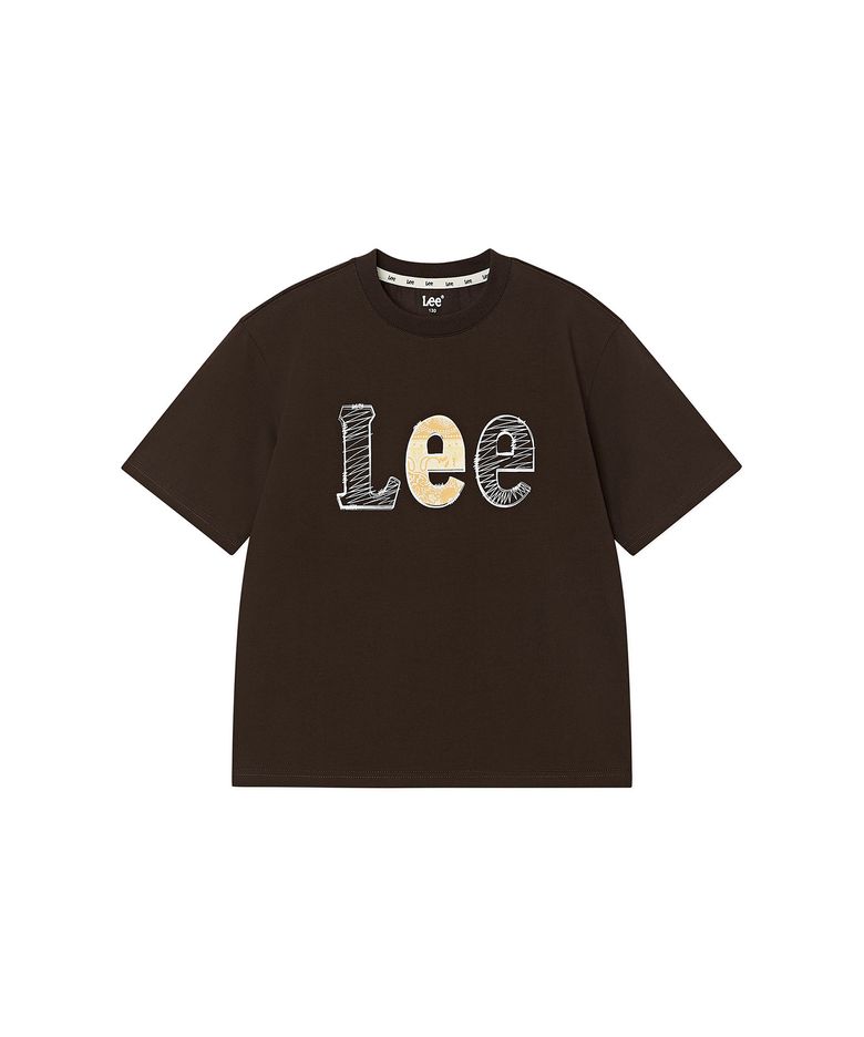 크레용 아플리케 빅로고 티셔츠 브라운 LK2602ST49BR