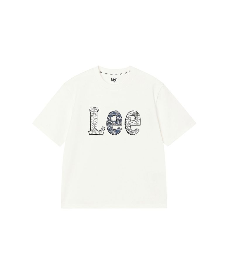 크레용 아플리케 빅로고 티셔츠 화이트 LK2602ST49WH