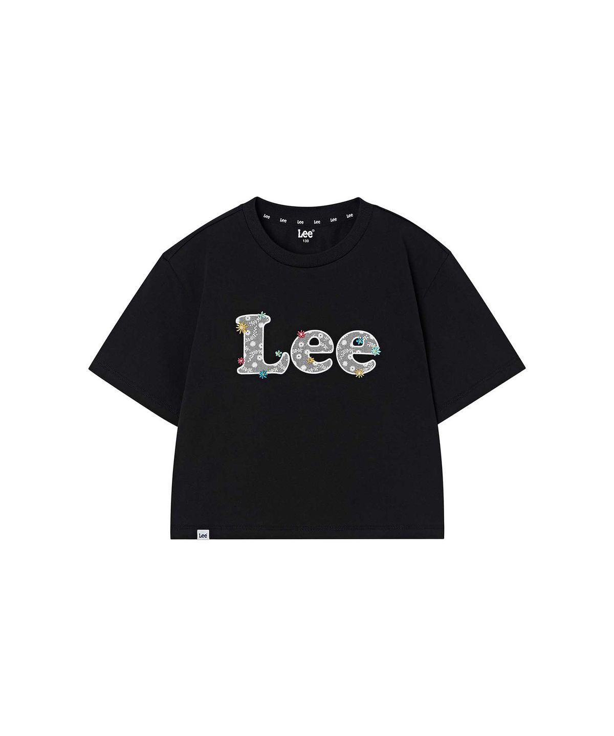 리 키즈(LEE KIDS) 데이지 레이스 프린트 크롭 티셔츠 블랙 LK2602ST43BK
