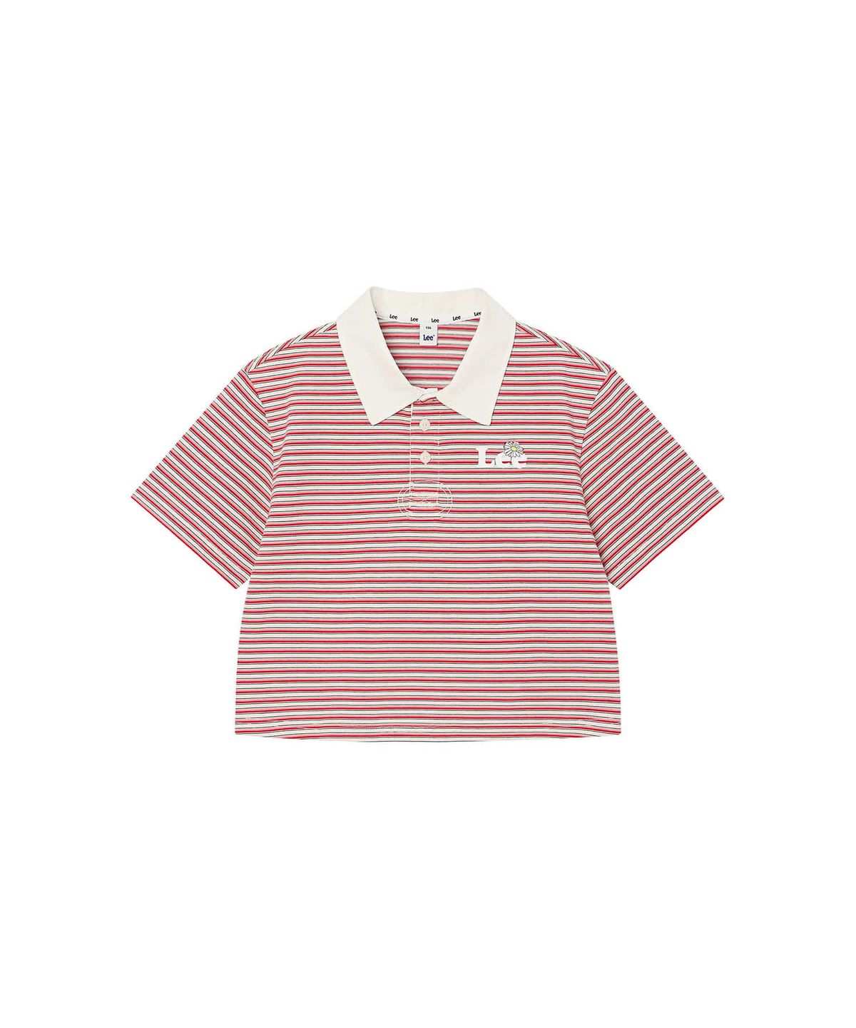 리 키즈(LEE KIDS) 데이지 스트라이프 크롭 카라티 피치 LK2602ST42PE