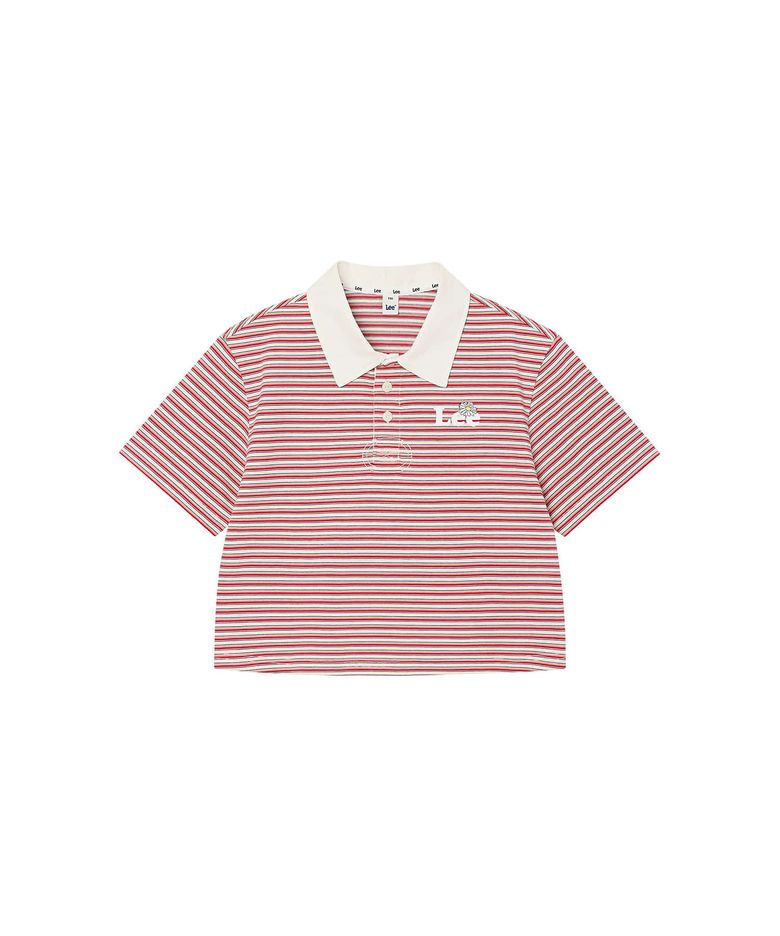 데이지 스트라이프 크롭 카라티 피치 LK2602ST42PE