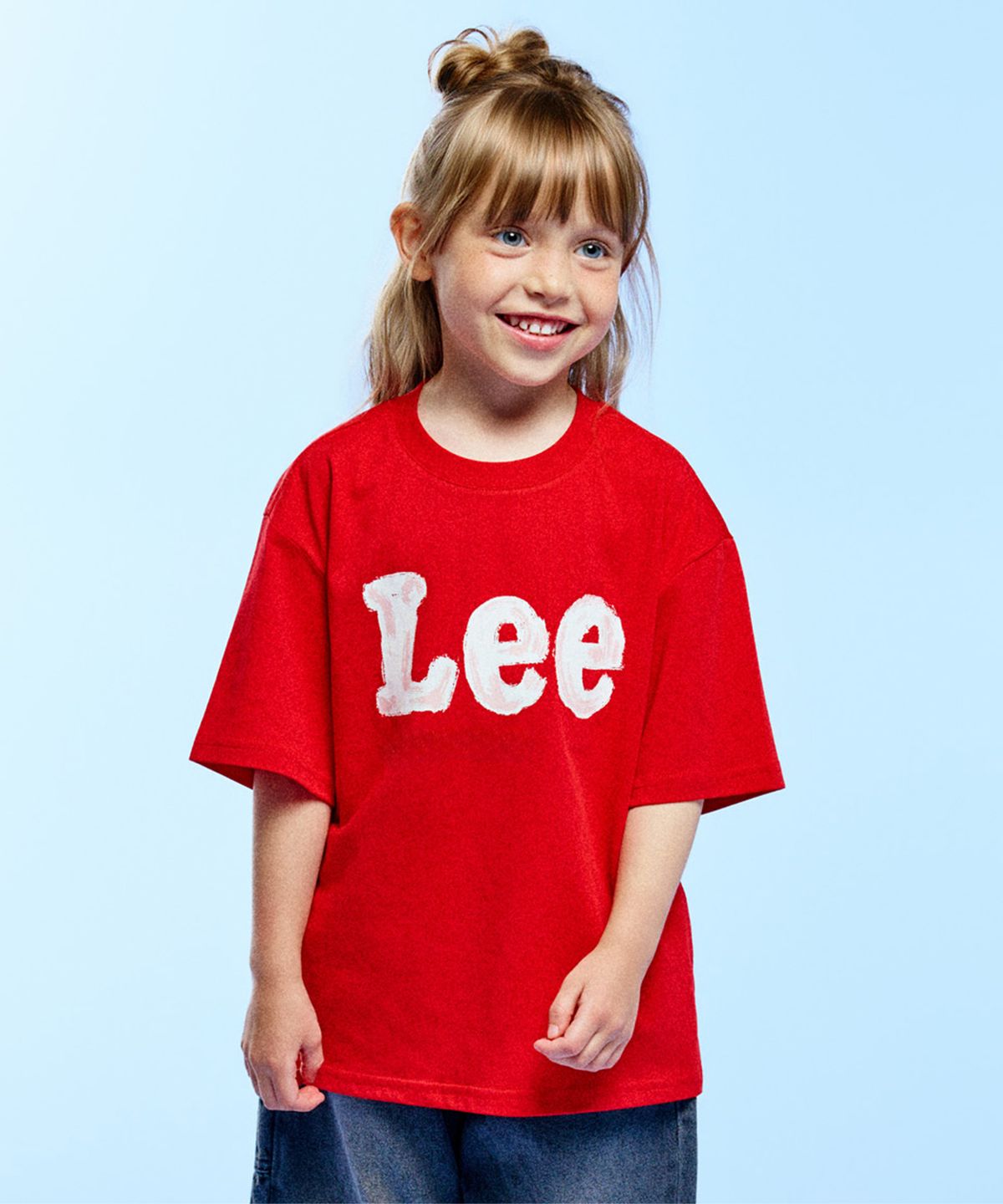 리 키즈(LEE KIDS) 페인팅 빈티지 로고 티셔츠 레드 LK2602ST41RD