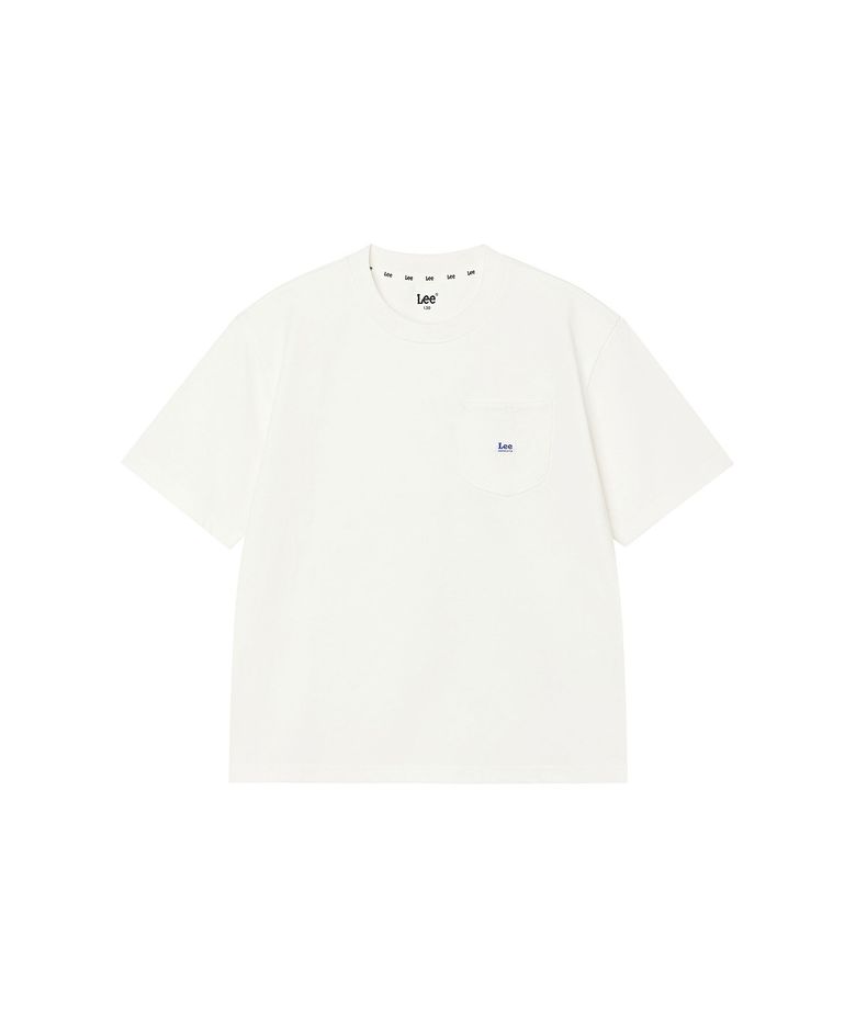 포켓 스티치 포인트 베이직 티셔츠 화이트 LK2602ST05WH