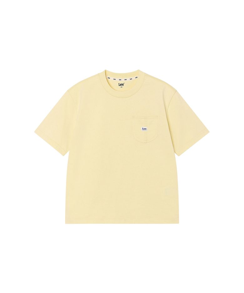 포켓 스티치 포인트 베이직 티셔츠 라이트옐로우 LK2602ST05LY