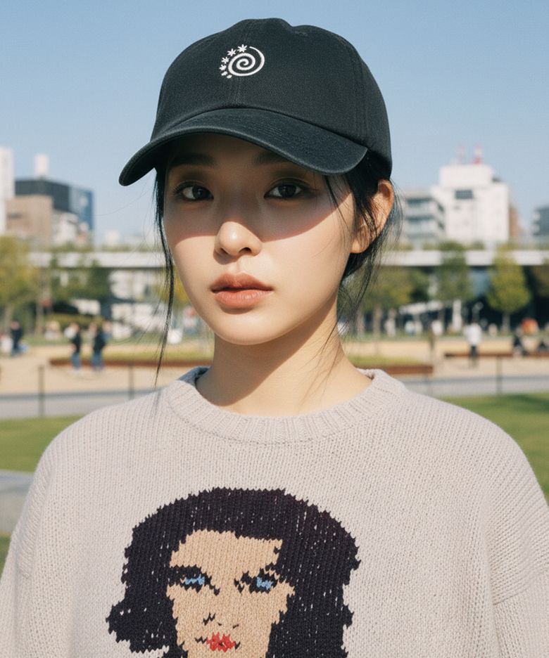 스피럴 로고 캡 블랙