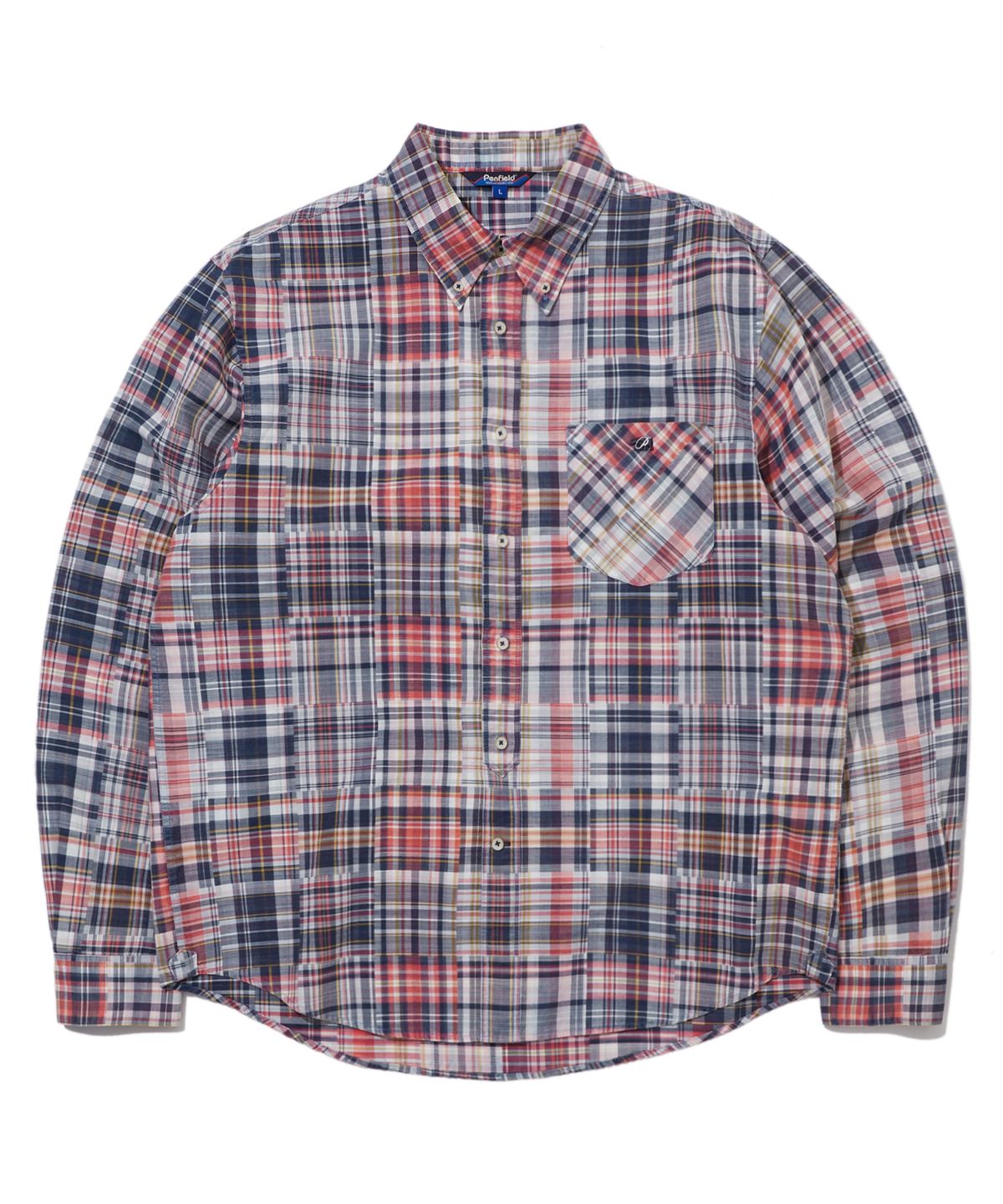 펜필드(PENFIELD) 페이디드 마드라스 버튼다운 셔츠 레드_FS1WR55U