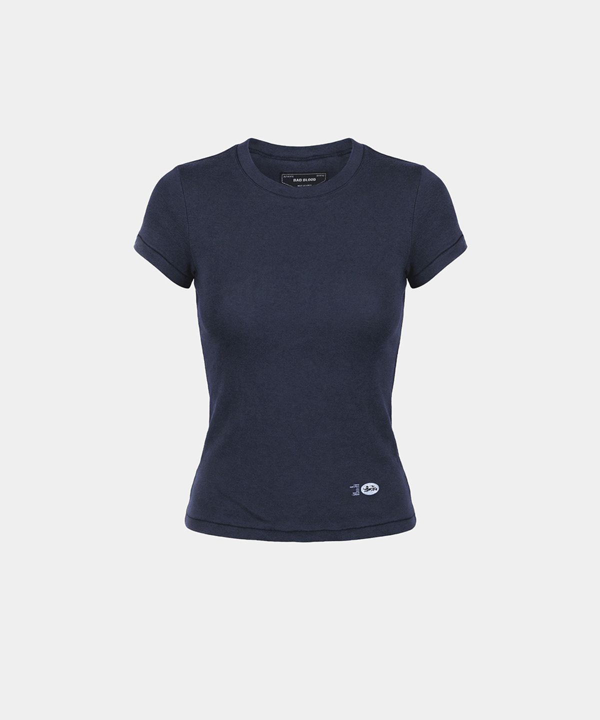 배드블러드(BADBLOOD) BS Cotton Jersey Fitted Short Sleeve T-Shirt - Navy