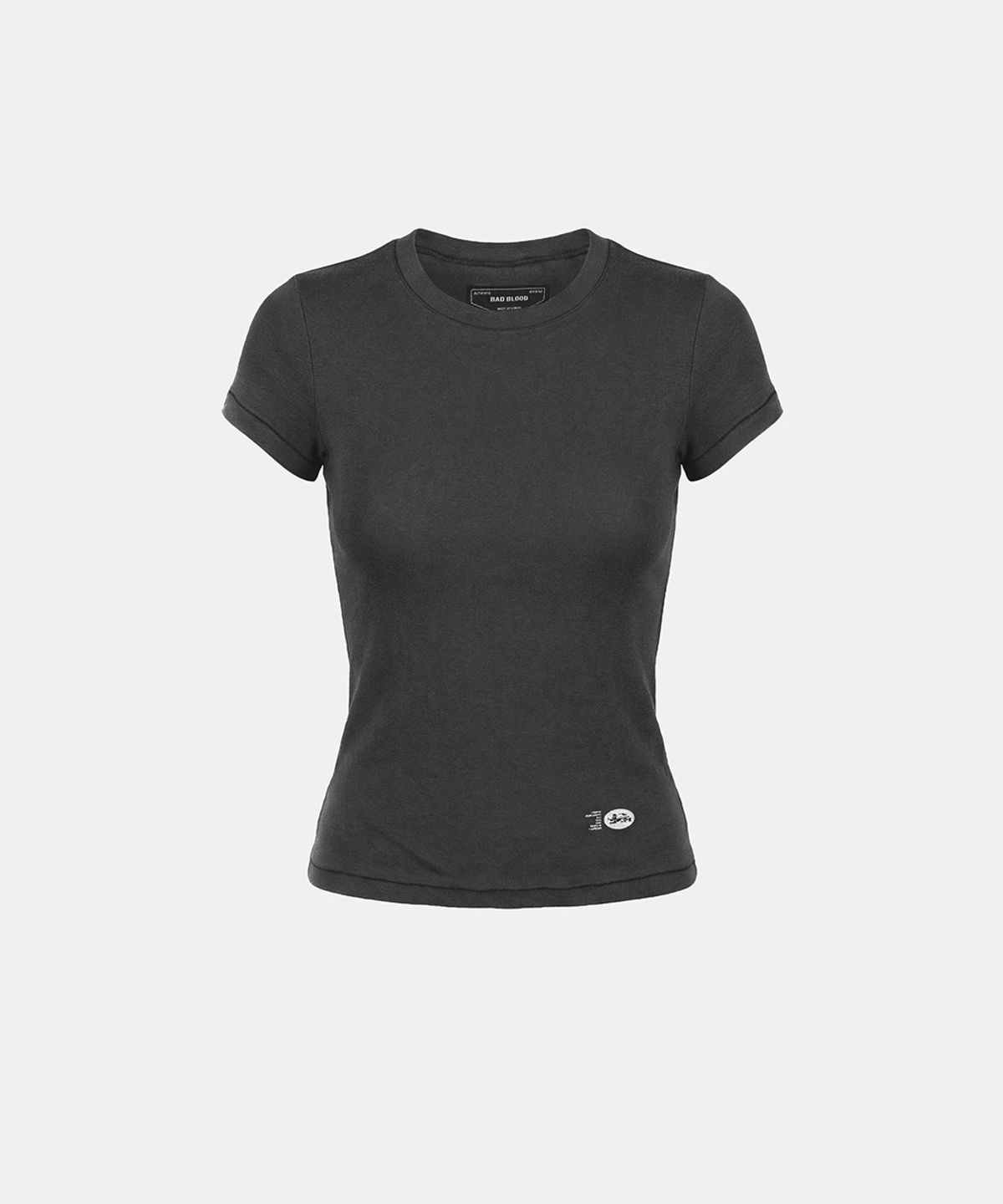 배드블러드(BADBLOOD) BS Cotton Jersey Fitted Short Sleeve T-Shirt - Charcoal