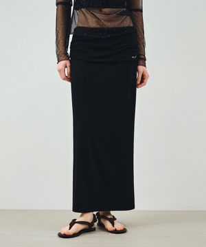 폴더블 밴딩 롱 스커트 블랙 MDSK034BLACK