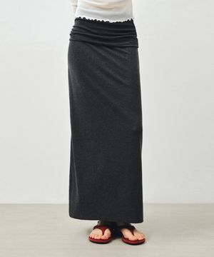 폴더블 밴딩 롱 스커트 차콜 MDSK034CHARCOAL