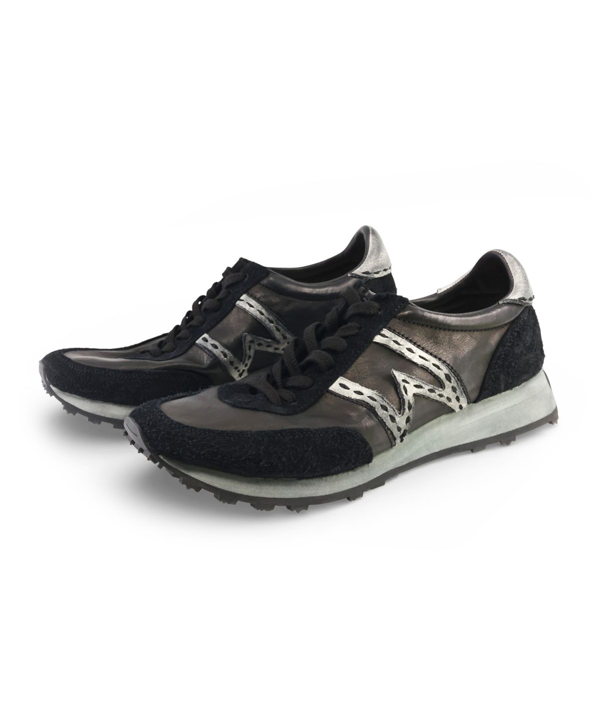 야세(YASE) [Deerskin, Kangaroo leather] WSR-7 Vintage Jogging Sneakers Black