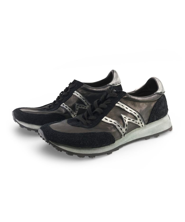 [Deerskin, Kangaroo leather] WSR-7 Vintage Jogging Sneakers Black
