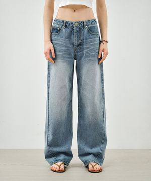 커브드 워싱 데님 팬츠 미드블루 MDPT082MIDBLUE