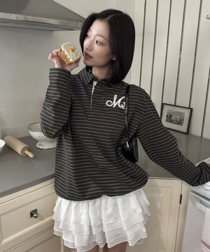 스트라이프 카라 럭비 티셔츠 브라운 MDTS100BROWN