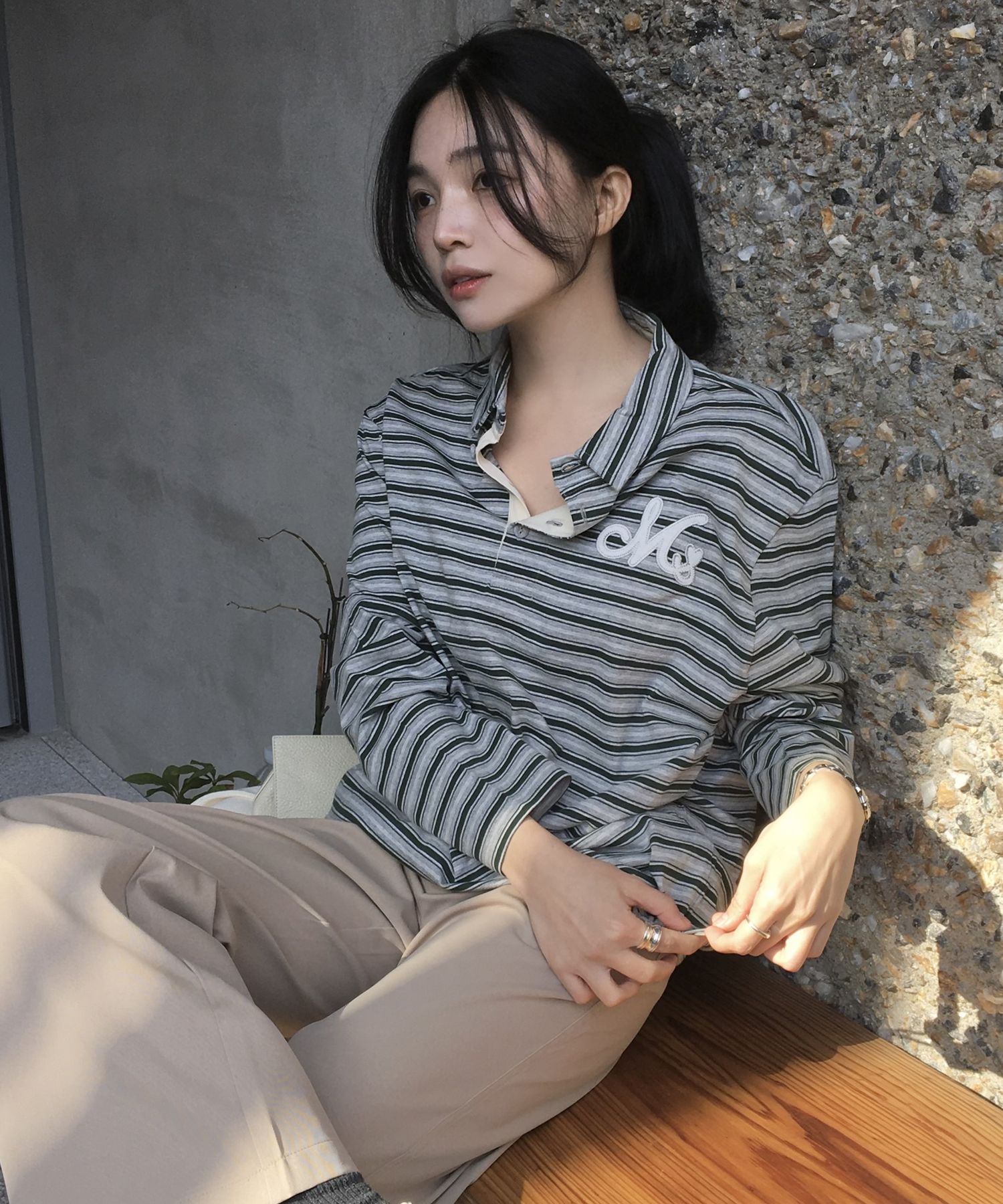 [SET] 사이드 셔링 레이어드 티셔츠 라이트그레이 MDTS067LGRAY source detail 24