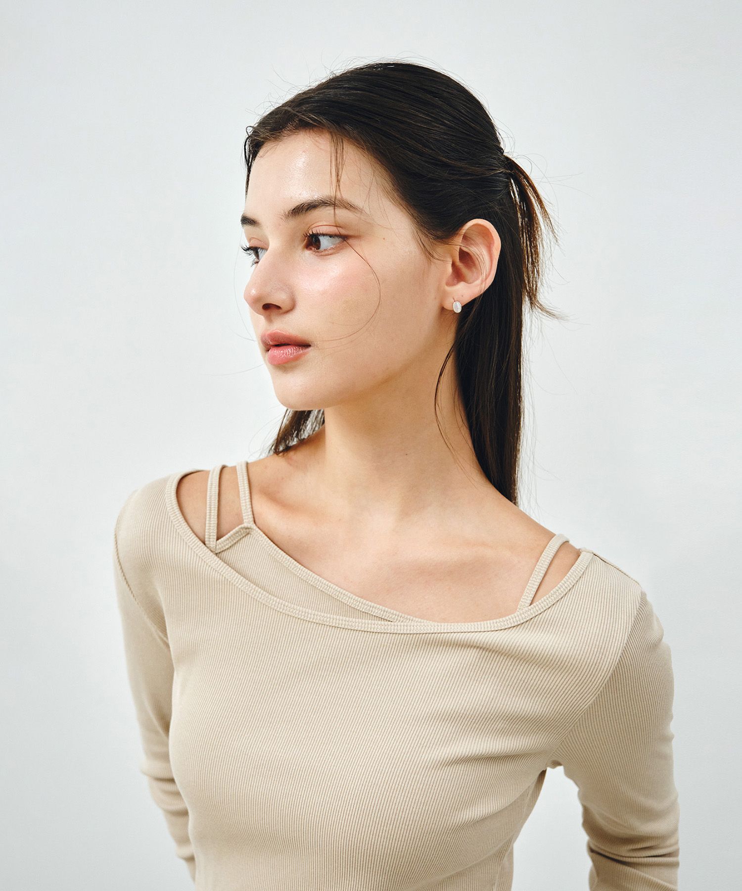 [SET] 사이드 셔링 레이어드 티셔츠 라이트그레이 MDTS067LGRAY source detail 19