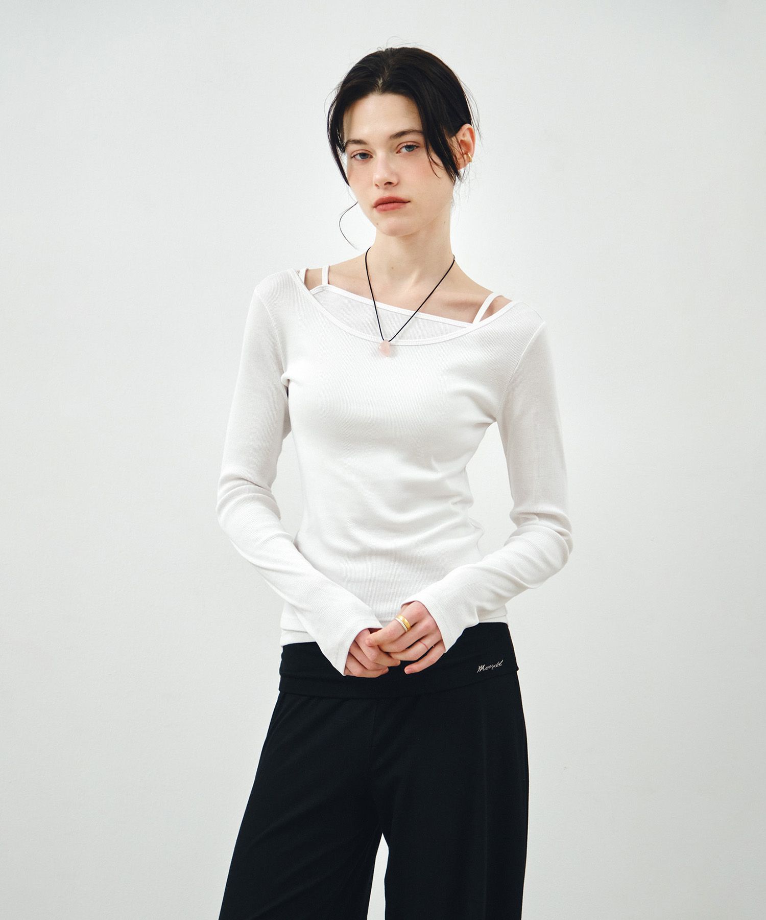 [SET] 사이드 셔링 레이어드 티셔츠 라이트그레이 MDTS067LGRAY source detail 17