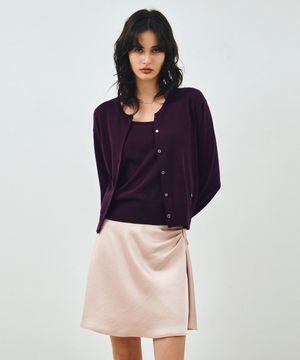 [SET] 린넨 라운드넥 가디건 바이올렛 MDCD043VIOLET