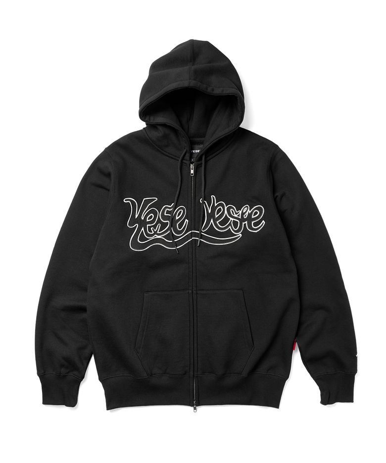 Y.E.S Snail Logo Zip-up Hoodie Black