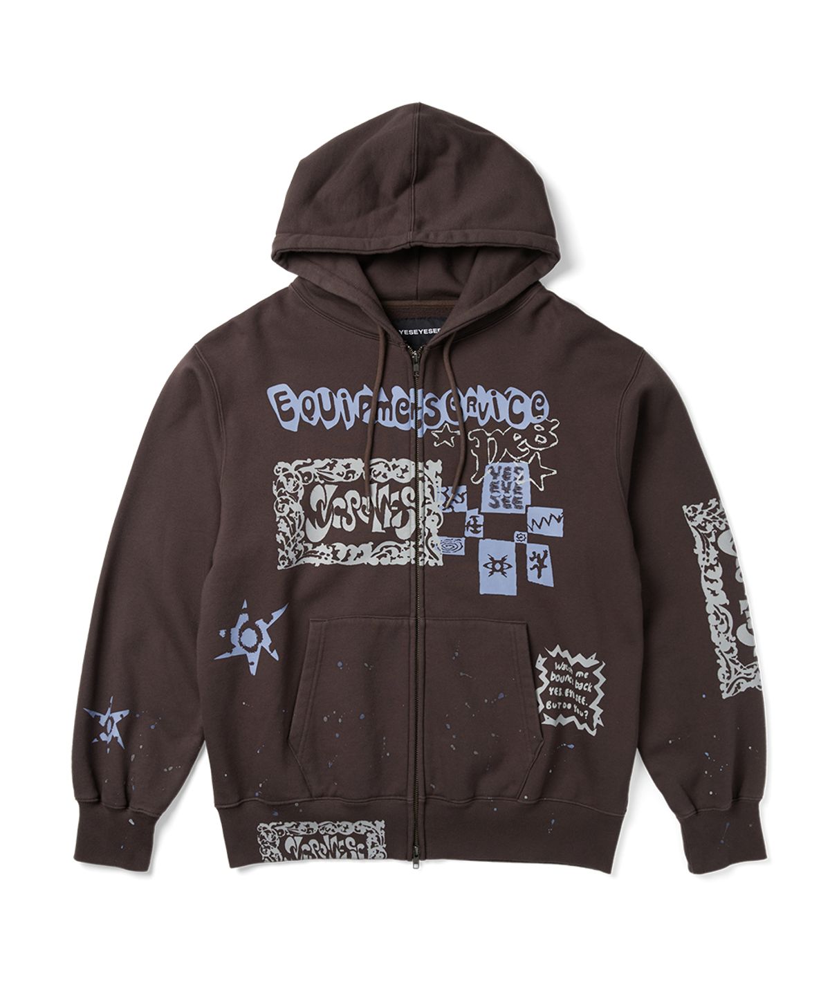 예스아이씨(YESEYESEE) Scanned Zip-up Hoodie Dark Brown