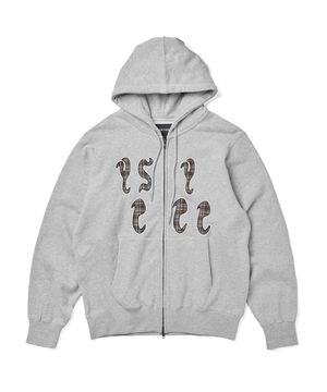 Y.E.S Bully Check Zip-up Hoodie Grey