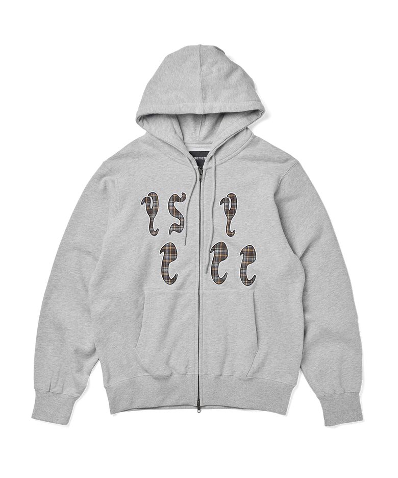 Y.E.S Bully Check Zip-up Hoodie Grey