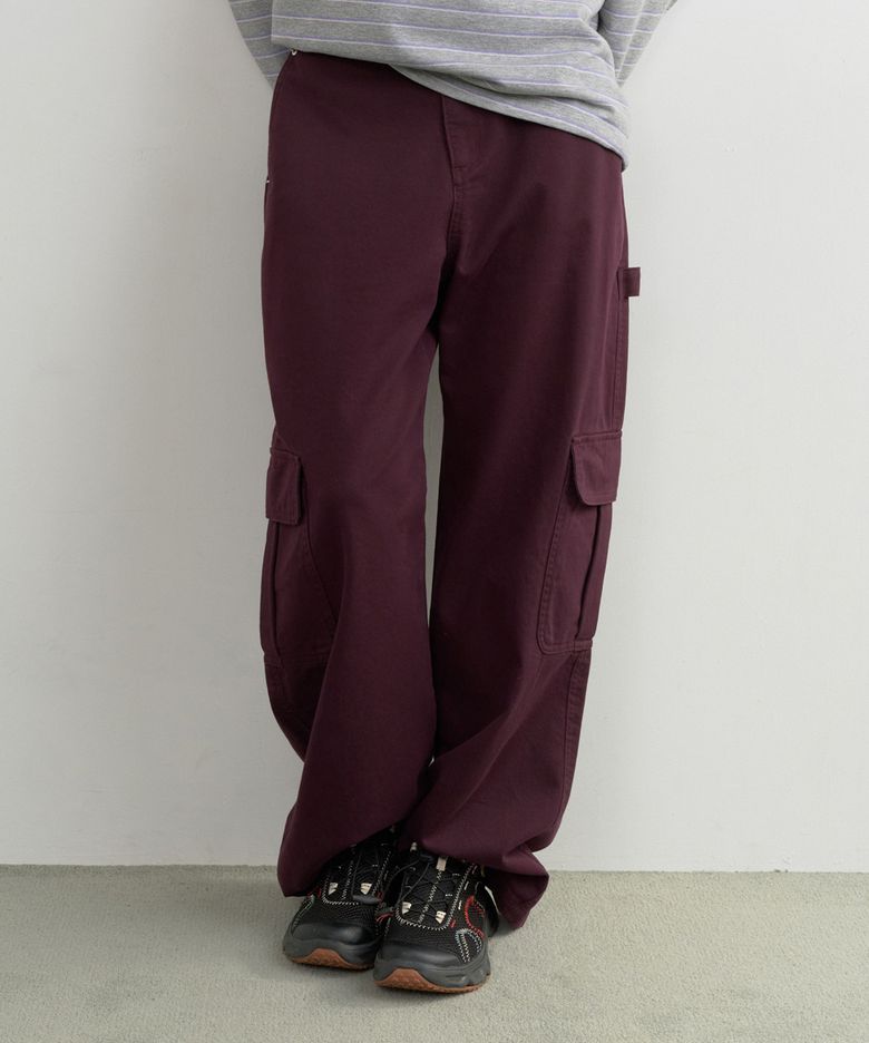 CARGO WIDE COTTON PANTS PURPLE