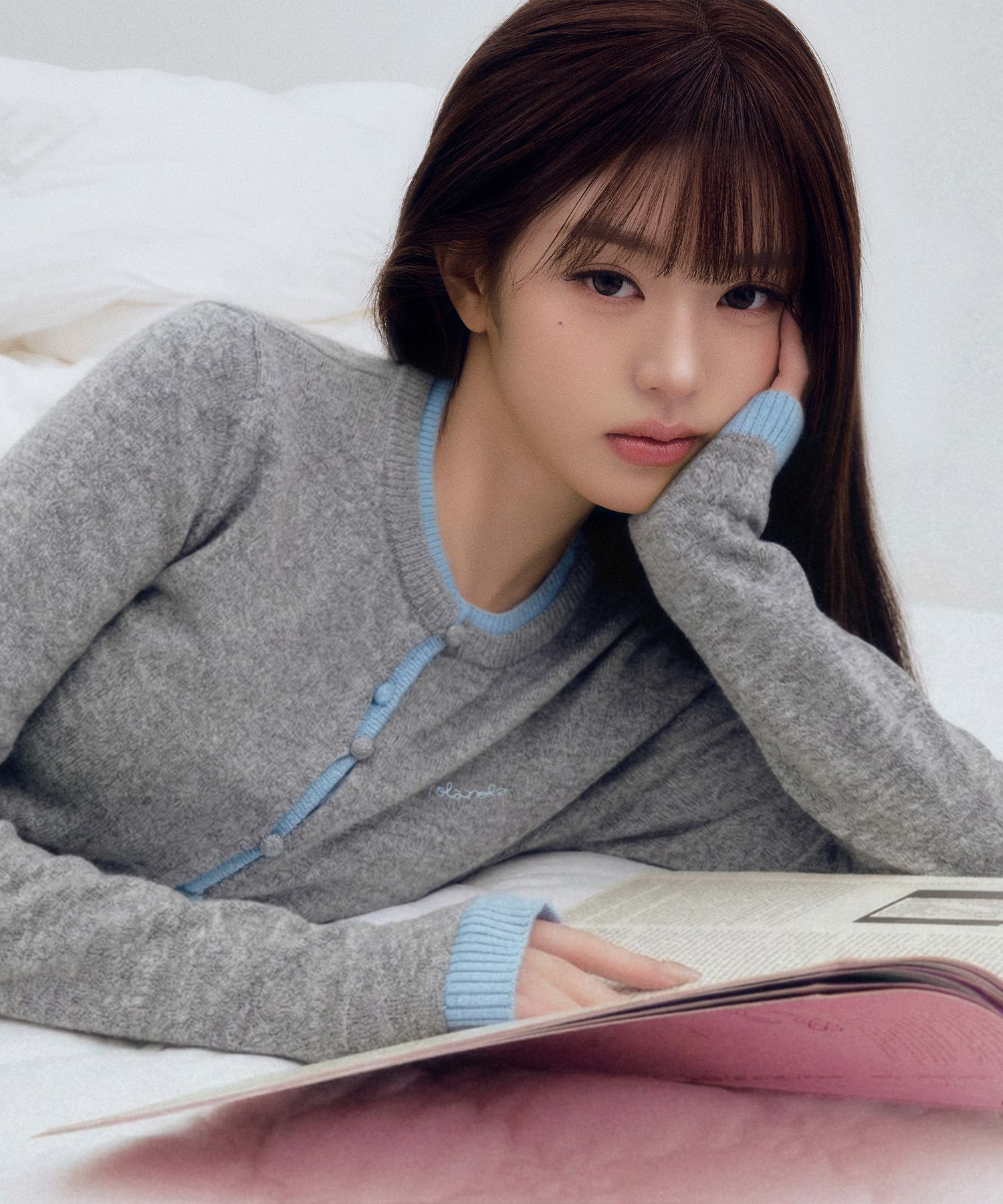 トップス rolarola LAYERED KNIT CARDIGAN GY+PK MUSINSA公式 | ROLAROLA LAYERED KNIT CARDIGAN GY+SK