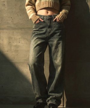 백포켓 포인트 벌룬 와이드 데님 팬츠 2 Color [ANBD_6014]