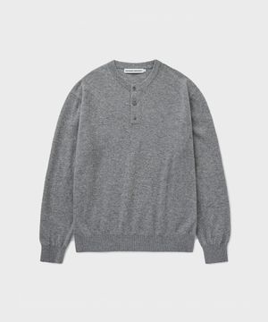 COMFORT WOOL HENLEY NECK KNIT [MELANGE GRAY]