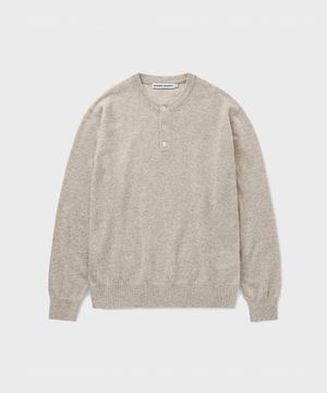 COMFORT WOOL HENLEY NECK KNIT [OATMEAL]