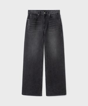 트루 와이드 데님 팬츠 - 레일 블랙