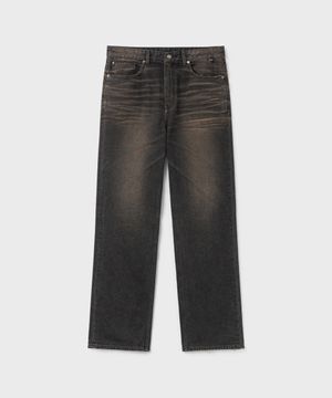 트루 슬림 스트레이트 데님 팬츠 - 빈티지 블랙