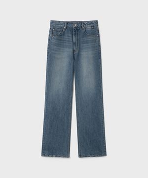 트루 스트레이트 데님 팬츠 - 워시드 인디고