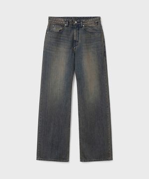 미드 와이드 데님 팬츠 - 빈티지 인디고