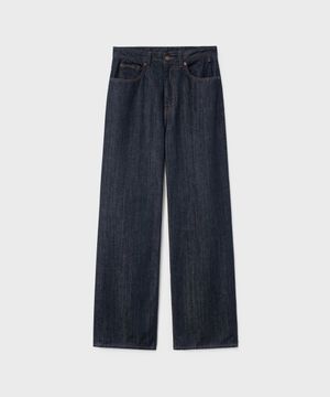 미드 와이드 데님 팬츠 - 로우 인디고