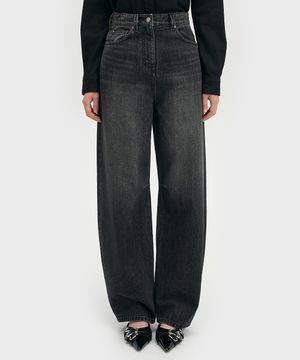 (W) 트루 벌룬 데님 팬츠 - 블랙