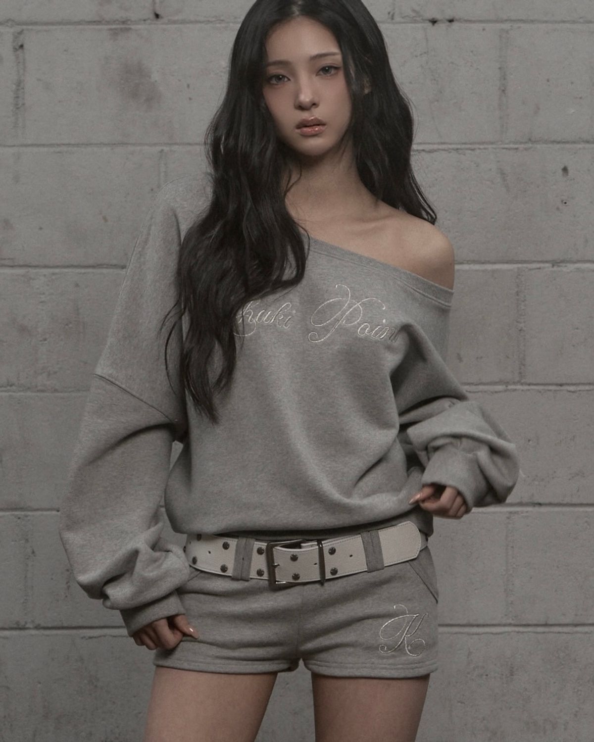 카키포인트(KHAKIPOINT) Lettering Sweat Shirt (gray)