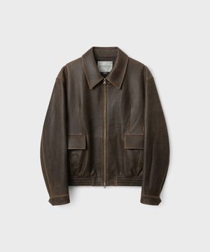 다이에그널 레더 블루종 - 빈티지 브라운