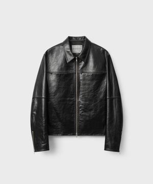 어반 솔리드 레더 자켓 - 리퀴드 블랙