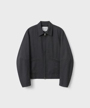 테더 집업 자켓 - 차콜 스트라이프