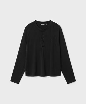 네로우 헨리넥 롱 슬리브 - 블랙