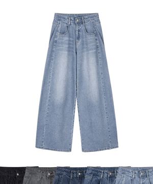 커브드 와이드 데님 팬츠 - (5컬러)