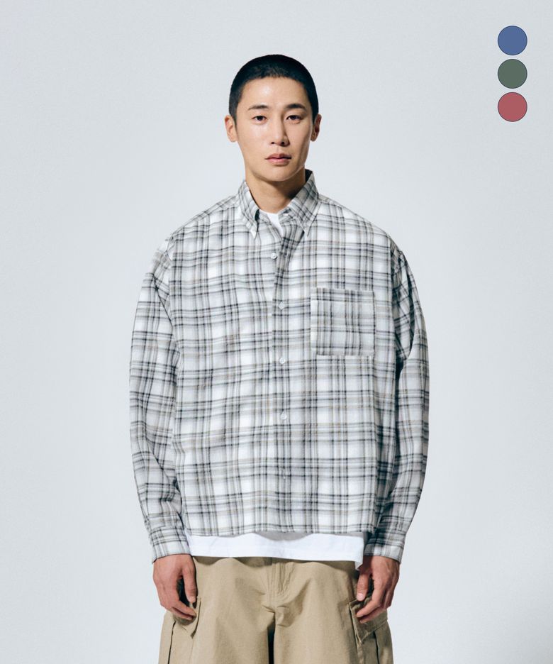크롭 체크 셔츠(3colors) NST5426