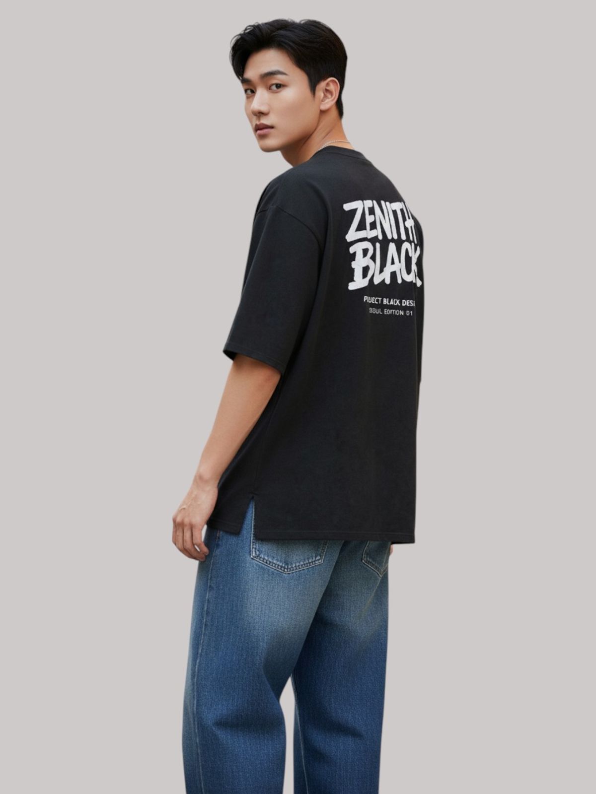 지블랙(ZBLACK) 제니스 빅로고 7부 티셔츠(BLACK)