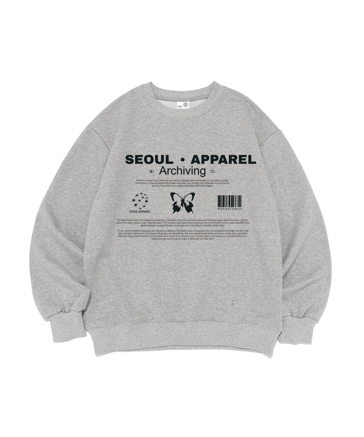 서울어패럴(SEOUL APPAREL) 리버스 버터플라이 맨투맨 (그레이)