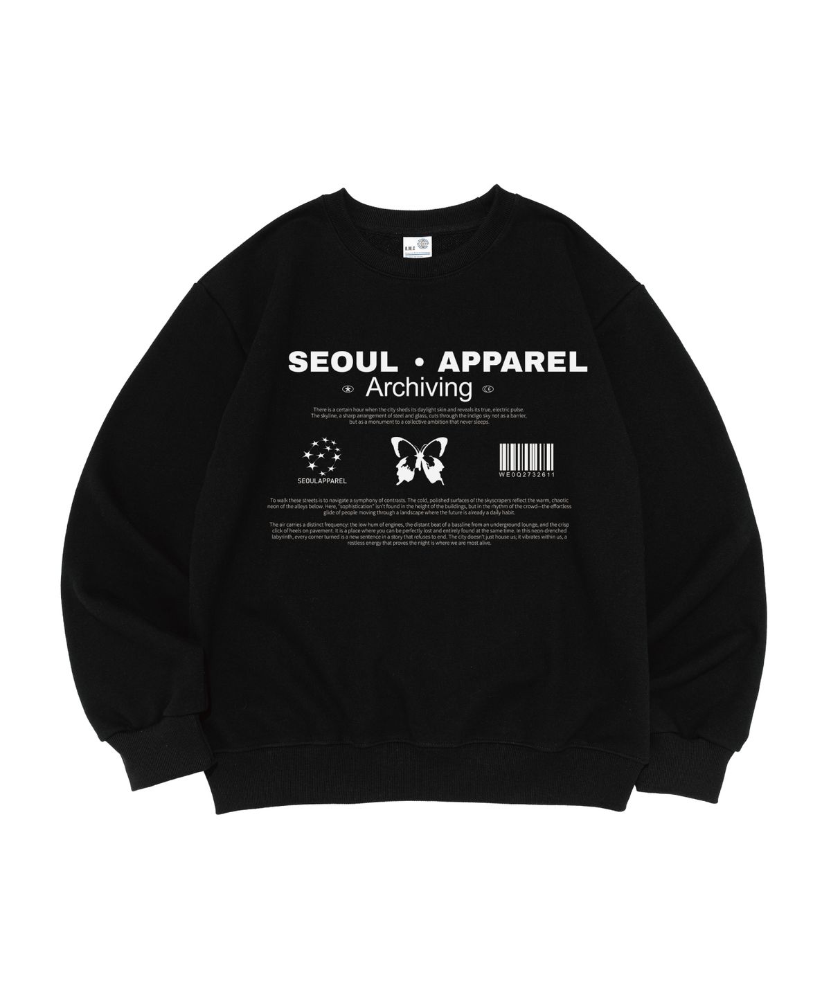 서울어패럴(SEOUL APPAREL) 리버스 버터플라이 맨투맨 (블랙)